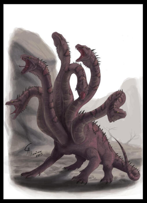 Ilustracija ćudovišnog, maštovitog čudovišta sa brojnim rukama, od kojih se svaka pruža u drugom smjeru.
